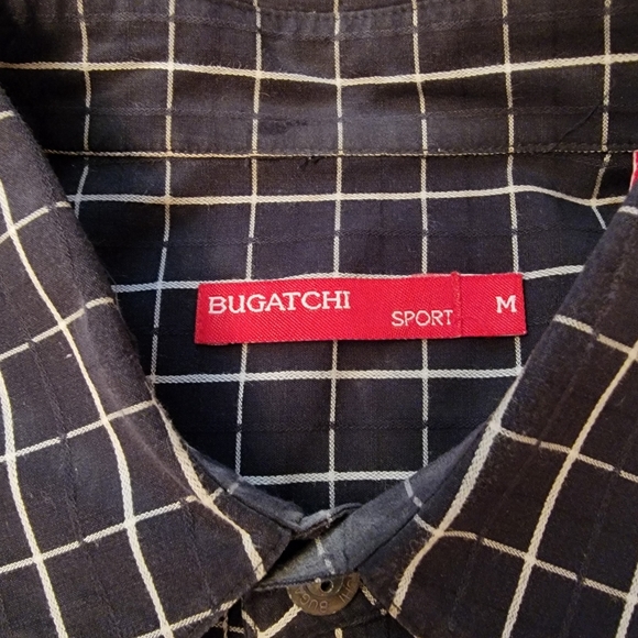 Bugatchi Checked Button Down Short Sleeve Shirt Size Medium - Picture 9 of 12
